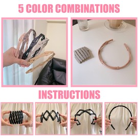 AWAVM Headbands for Women 5 Packs Fabric Hair Band Accessories Elastic Head Wrap Cute Outdoor Hair Accessories Foldable adjustable size suitable for adults and children