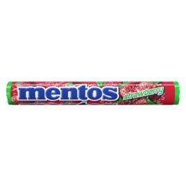 Mentos Chewy Mint Candy Roll, Strawberry, Non Melting, Stocking Stuffer, Gift, Holiday, Christmas, 1.32 ounce/14 Pieces