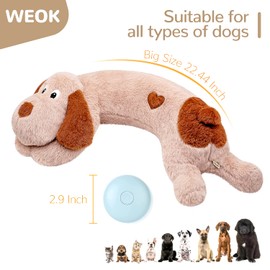 WEOK Puppy Heartbeat Toy, Dog Heartbeat Toy for Separation Anxiety Relief, Puppy Toy with Heartbeat Stuffed Animal Anxiety Calming Behavioral Aid Plush Toy for Dogs Cats Pets (Brown +)