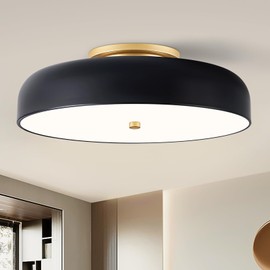 ZUYURT Modern Flush Mount Ceiling Light, Dimmable Black Light Fixture, Mid-Century Semi Ceiling Light 5CCT 2700K-6000K Ceiling Lamp for Bedroom Kitchen Living Room Dining Room