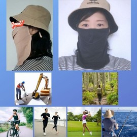 Cooling Neck & Face Mask with UV Protection for Outdoor Sports Golf Black/FREE