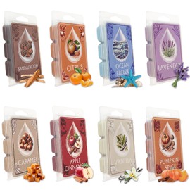 Soy Wax Melts Wax Cubes Strong Scent Scentsy Wax Melts Variety Fragrance Melts for Vanilla, Lavender, Apple Cinnamon, Citrus, Ocean Breeze, Caramel, Sandalwood, Pumpkin Spice Spa Yoga Relaxing Bath