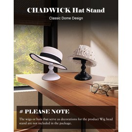 CHADWICK Hat Stand Vintage Style Dome Shape Freestanding Hat Stands for Display Metal Hat Display Stand Cowboy Hat Rack Wig Holder Hat Rack Stand Helmets Wigs Hats Caps Stand (Black)