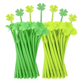 TANEMUDO 120 Pieces St Patrick's Day Pens 0.5mm Fun Green Gel Ink Rollerball Pens Cute Four Leaf Shamrock Pens for St Patrick's Day Party Favors, School, Office, and Home Supplies