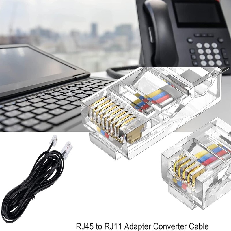 Vthahaby Telephone line(3 Pack) RJ45 to RJ11 Adapter Converter Cable