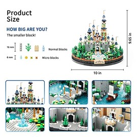 JXRLMB Castillo Azul de Princesa Mágica Micro Bloques de Construcción para Adultos Mini Kit de Construcción, Regalo de Exhibición Creativa para Mujeres y Niños de 14+ años 3600 PIEZAS