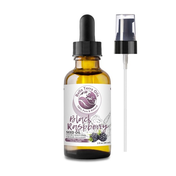 NEW Black Raspberry Seed Carrier Oil. 2oz. Cold-pressed. Unrefined. Organic. 100% Pure. US-made. Hexane-free. Protects and Rejuvenates Skin. Natural Moisturizer. For Hair, Skin, Nails, Stretch Marks.