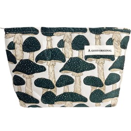 Forest Cosmetic Bag Mushroom Makeup Bag Vintage Garden Travel Toiletry Organizer with Zipper for Women Girls (Green Mushroom)