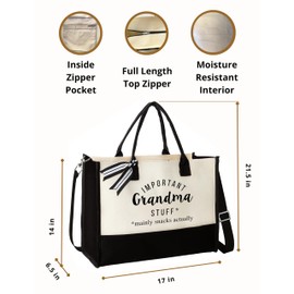 GINGULMINA Grandma Gifts from Granddaughter, Grandson, Grandkids, Grandchildren - Birthday, Mothers Day, Christmas Gifts for Grandma - Tote Bags for Grandmother, Granny, Women - Canvas Tote Bag