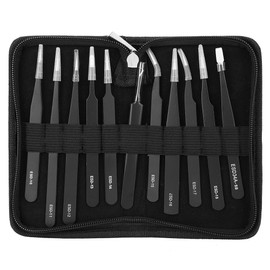 11Pcs/Set High Hardness Stainless Steel Precise Tweezers Repairing Tool Accessories with Bag11Pcs Tweezers with Bag