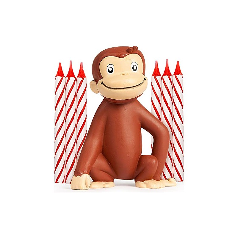 Curious George Cake Topper with 6 Candles - Premium Quality