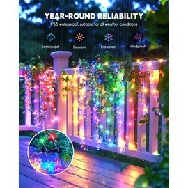 Brightown Solar String Lights for Outside, 19.6Ft 240 LED Solar Fairy Lights for Outdoor Waterproof with 8 Modes for Patio Party Garden Yard Home, Multicolor