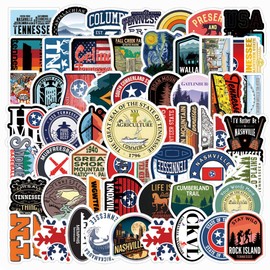 62Pcs Tennessee Sticker Kawaii Travel Waterproof Pack | Vsco City Cool Deacls Graffiti Stickers Vinyl for Water Bottle Skateboard Luggage Laptop Computer Phone