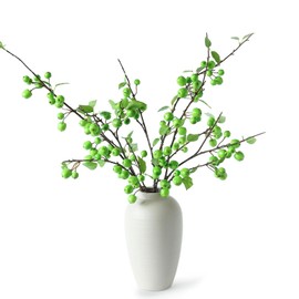 mizii 3Pcs Artificial Green Apple Branches 40" Faux Green Apples with Long Stem Realistic Apple Fake Fruits Branche Greenery Decorations for Kitchen Table Centerpieces Tall Vase Home Decor