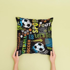The Beach Stop Decorative Sports Football Cushion Cover | Gift Idea for Boys Girls Men Women | 45x45cm 18x18 | Football Theme