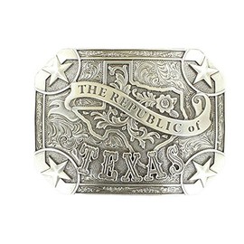 Nocona Men's Republic of Texas Buckle, Silver, One Size, Silver, One Size
