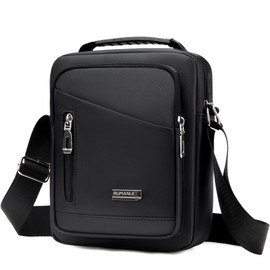 Men's Shoulder Bag, RUMANLE Crossbody Shoulder Bags Nylon Messenger Bag Crossbody Purse Waterproof Lightweight Travel Bag Man Purse Casual Sling Pack for Travel Business Outdoor Work - Black