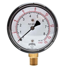 Winters PLP Series Steel Dual Scale Low Pressure Gauge with Brass Internals, 0-15" Water/Oz, 2-1/2" Dial Display, +/- 3-2-3% Accuracy, 1/4" NPT Bottom Mount