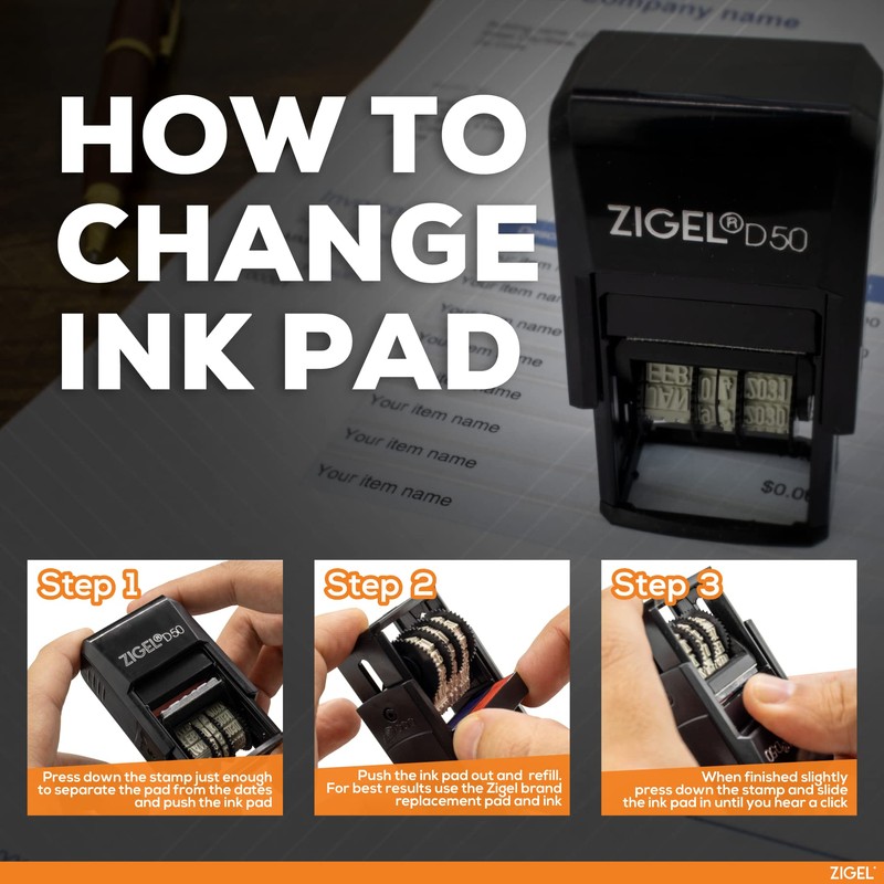 ZIGEL D50 Date Stamp with Received - Self Inking Date