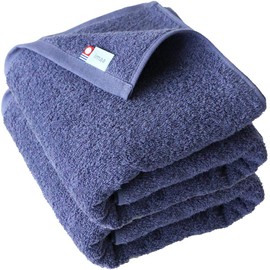 imaa Imabari Towel, Certified, Fluffy Bath Towel, Thin, Absorbent, Quick Drying, Made in Japan, Set of 2, 100% Cotton, Navy
