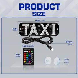 YSY 1set RGB LED Sign Decor,Colorful Taxi Flashing Hook on Car Window with USB Inverter Taxi Light (RGB, USB)