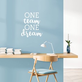 Vinyl Wall Art Decal - One Team One Dream - 20" x 17" - Trendy Motivational Good Vibes Quote Sticker for Office Conference Room Work School Classroom Home Bedroom Living Room Decor (White)