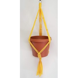 Macrame Plant Hanger 20" Friendship Style 4mm Cord Choose Color (Sunshine Yellow)
