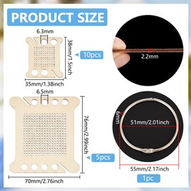 BENECREAT 15Pcs Multifunctional Wood Embroidery Board, Cross Stitch Blank, Thread Drops Thread Winding Boards Thread Organizer Card with Floss Ring for Cross Cotton Craft DIY Sewing Storage