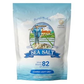 Pure Flourish Coarse Sea Salt 1.1 LB | Certified French Harvest & Import | Organic & Unrefined | Rich in 82 Essential Minerals | Hand Harvested Light Grey Coarse Salt Crystals from France