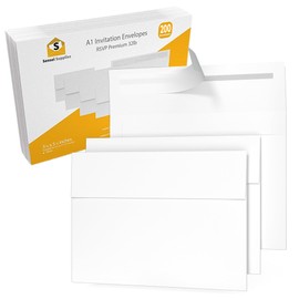 55 sobres pequeños de 3 x 5 Ω color blanco RSVP – A1 – para tarjetas de respuesta de bodas, baby shower, notas de agradecimiento, fotos y cualquier inserto de 3 x 5 pulgadas – con pelar, prensa y autosellado – Solapa cuadrada