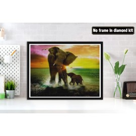 Bimkole DIY 5D Diamond Painting Accessories Elephant Art Painting Ocean Diamond Painting Kit Full Round Drill Painting by Numbers Painting Embroidery Cross Stitch Diamond Decoration (30 x 40 cm)
