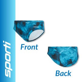 Sporti Boys Athletic Swim Briefs, Chlorine-Resistant Lycra Xtra Life 4-Way Stretch, UPF 50+, Anti-Chafe Drawcord Fit, Competition & Training Swimwear - Blue - 22