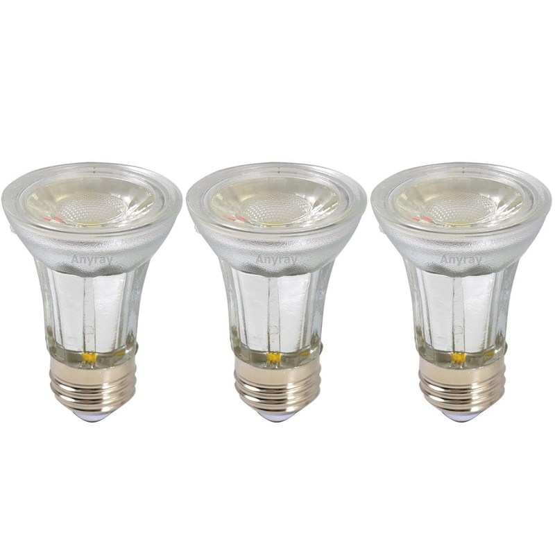 Anyray 3-LED 5W Light Bulbs, 50-Watt Equivalent, PAR16, E26, (Cool