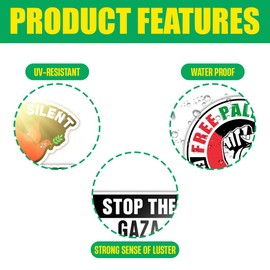 BAVAHA (10pcs) Free Palestine Stickers I Stand with Palestine Sticker Support Palestinian Flag Gaza Genocide Muslim Arab Decal Freedom Supporter Gifts Decoration Cars Water Bottles Laptops Helmets