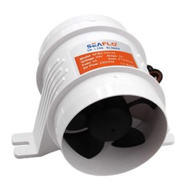 SEAFLO 4" 235 CFM 24V Round in-Line Bilge Blower Fan Low Noise, High Efficiency, Corrosion-Resistant ABS, ISO 8846 Certified, Marine Ventilation for Boats and RVs, 4-Year Warranty