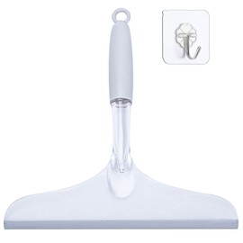 Shower Squeegee for Bathroom Glass Doors and Mirror, 10'' Rubber Window Cleaner Tool, Clear Plastic Water Wiper for Car Windshield Cleaning