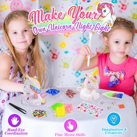 HappyGoLucky Einhorn Geschenke für Mädchen, Bastelset Kinder 3 4 5 6 7 8 Jahre Einhorn Nachtlicht Kinder Spielzeug ab 3-10 Jahre Mädchen Geburtstagsgeschenk Nachttischlampe Kinder Diamond Painting