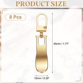 sourcing map 8Pcs Zipper Pull Replacement, 1-3/4 x 3/8 Wave Detachable Tiny Zipper Replacement Slider for Sewing Bags, Coats, Jackets, Closed-End Pulls Replacing, Gold