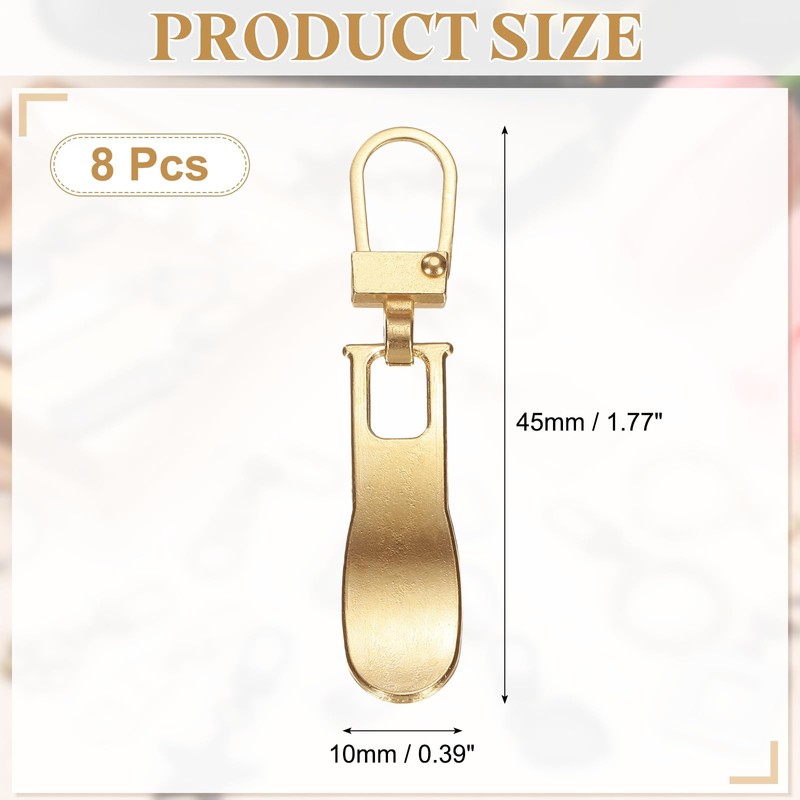 sourcing map 8Pcs Zipper Pull Replacement, 1-3/4 x 3/8 Wave