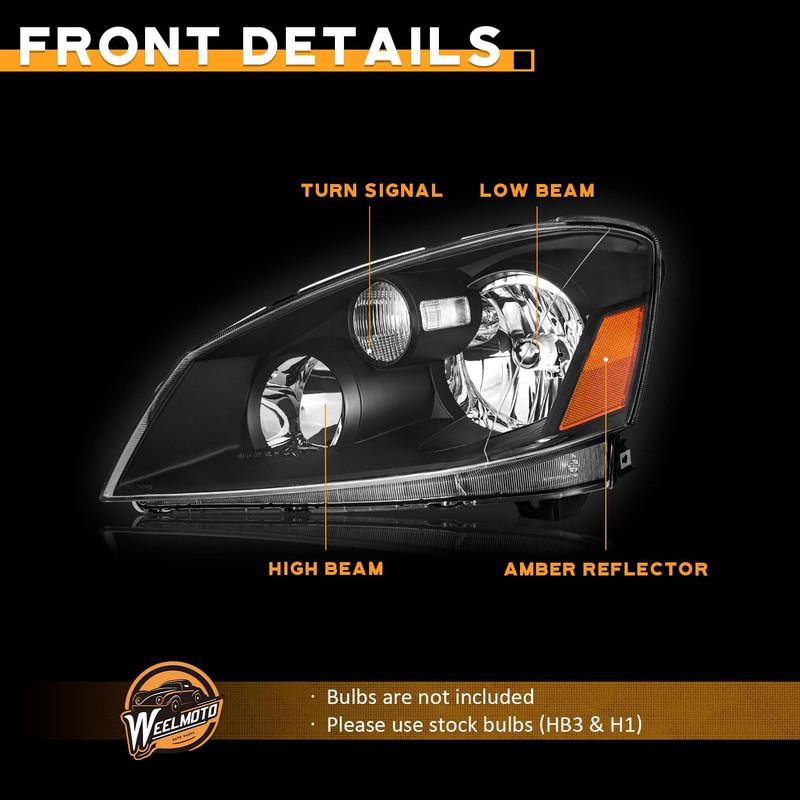 Halogen Headlights for 2005-2006 Nissan Altima Headlight Assembly Compatible with