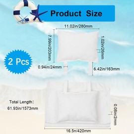 GORGECRAFT 2Pcs Beach Sling Chair Canvas with Pillow White Replacement Deck Chairs Canvas Cloth Fabric Outdoor Folding Lounge Chair for Patio Outdoor Sunbathing Garden Courtyard