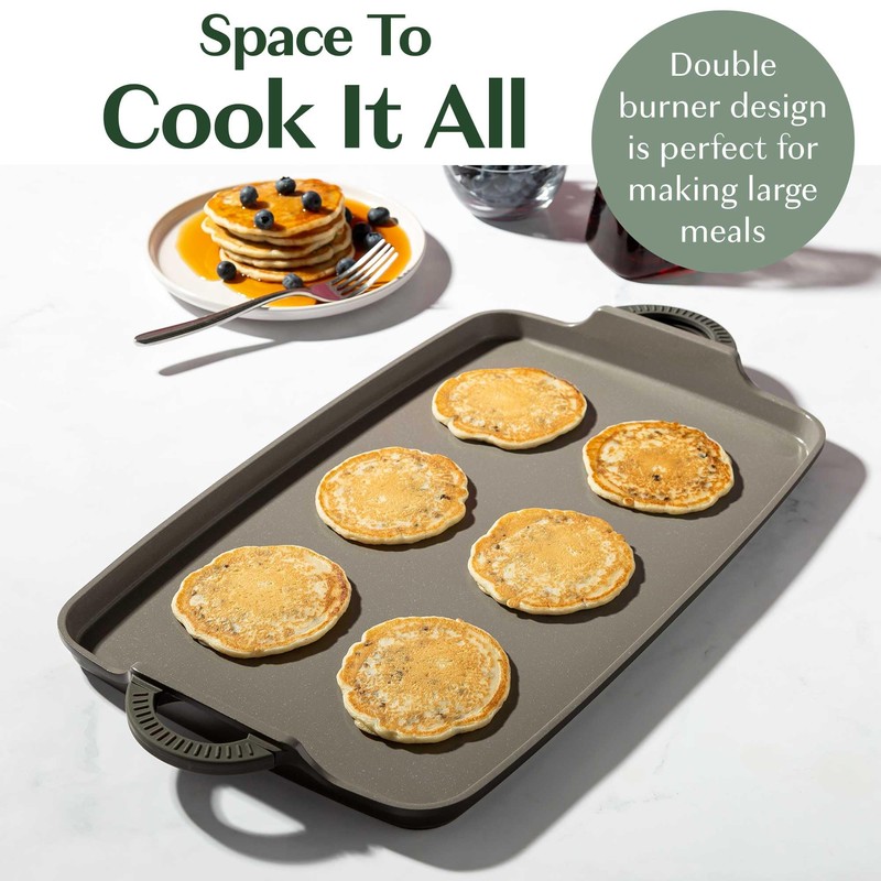 Goodful All-in-One Double Burner Griddle, Ceramic Nonstick, Durable Cast Aluminum,