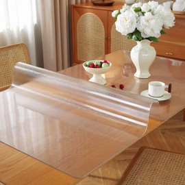 Frosted Clear Table Protector 48 x 48 Inch, 1.5mm Thick Plastic Table Cover, Waterproof PVC Clear Table Cover Protector, Desk Protector Mat, Writing Desk Pad for Desktop, Coffee & Dining Room Table