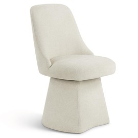 KISLOT Swivel Dining Chair Mid Century Modern DeskChair High Back Upholstered Linen Fabric SideChair for Kitchen Diningroom Bedroom