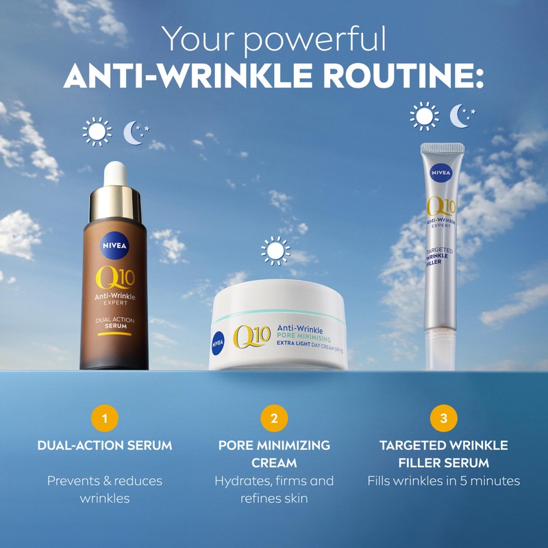 NIVEA Q10 Anti-Wrinkle Pore Minimising Extra Light Day Cream SPF15