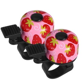 Pack of 2 Children's Bicycle Bell, Bicycle Bell, Bicycle Bell, Diameter 3.5 cm, Corrosion Resistant, Rustproof, 22 mm Handlebar, Easy Installation, Accessories for Children's Bicycles (Strawberry)