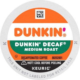 Dunkin' Decaf Medium Roast Coffee, 22 K Cups for Keurig Coffee Makers (Packaging May Vary)