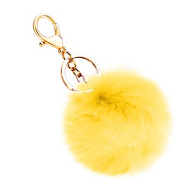 Soleebee Artificial Rabbit Fur Keychain, Fluffy Ball Pom Pom Key Chain, Bag Charm, Backpack Accessories, Car Key Ring for Women/Girls, yellow
