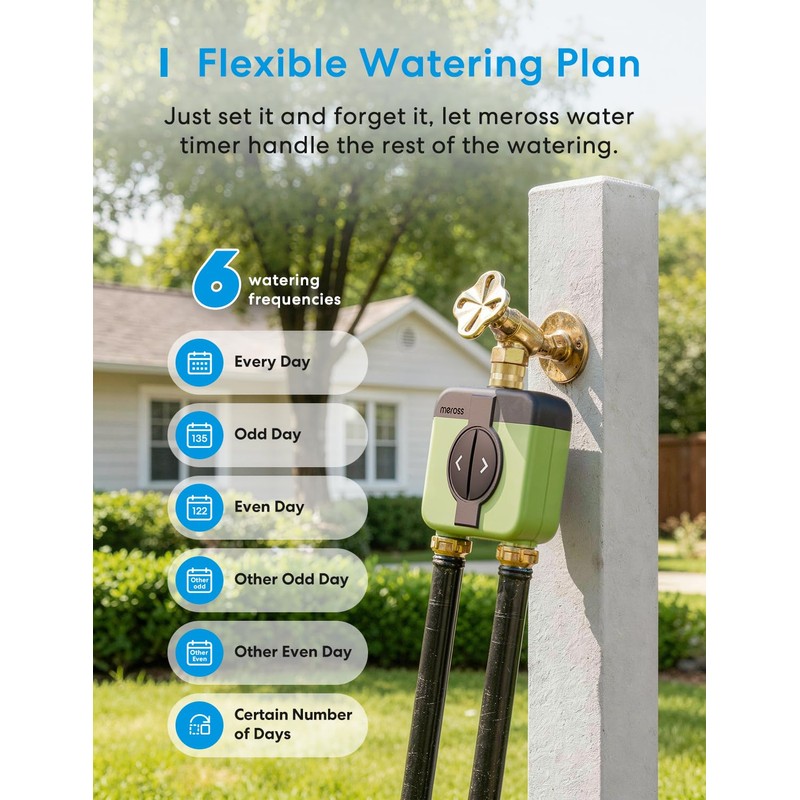 meross WiFi Water Timer for Garden, Hose Timer with Brass