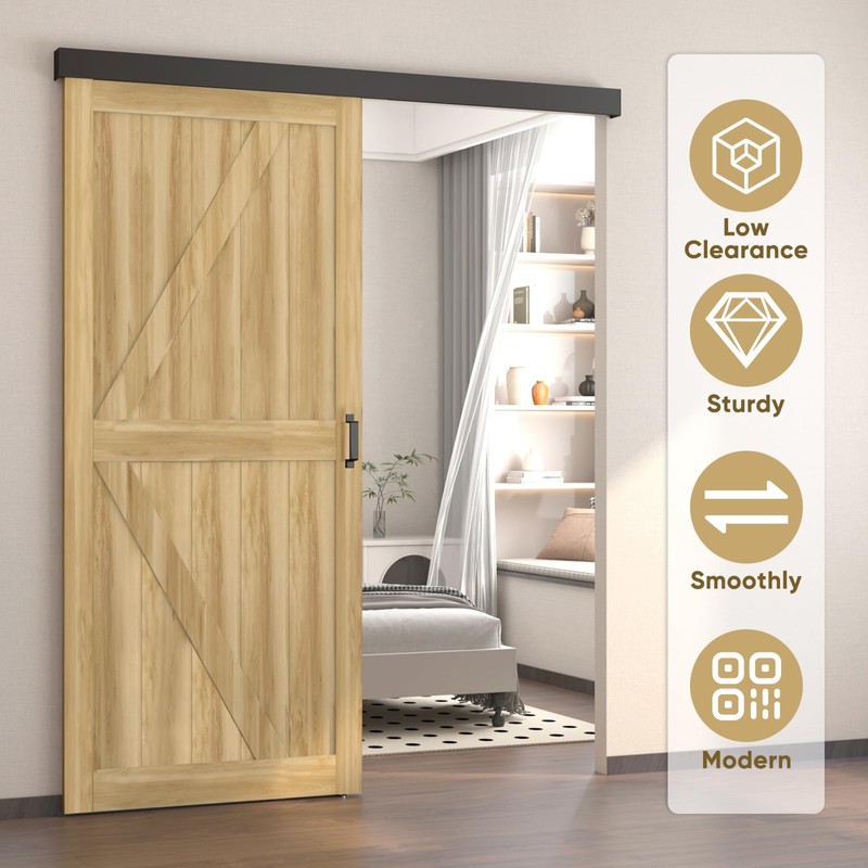 Barnsmith 6FT Sliding Barn Door Hardware Track Kit with Handles,